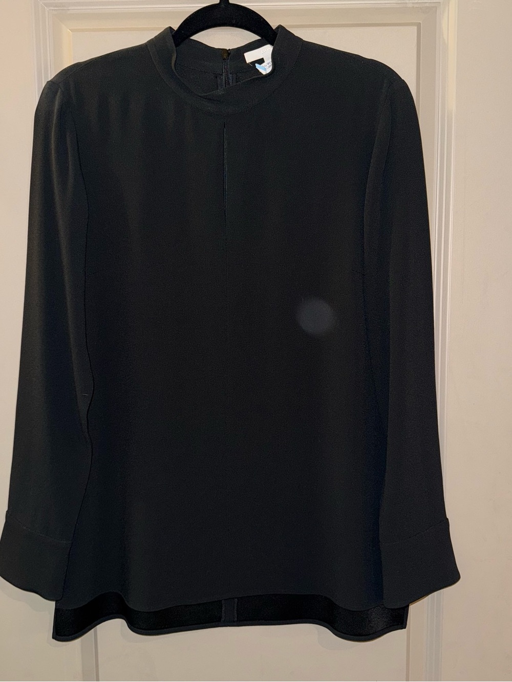 Boss Biducla Black Long-Sleeve Mock Neck Blouse